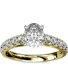 Bague de fiançailles Riviera cathédrale en diamants sertis pavé en Or jaune 18 carats (0,46 carats, poids total)